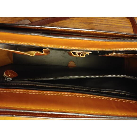 VTG Y2K Crossbody Shoulder Bag Genuine Leather Messenger Portfolio Case handles - Picture 7 of 14